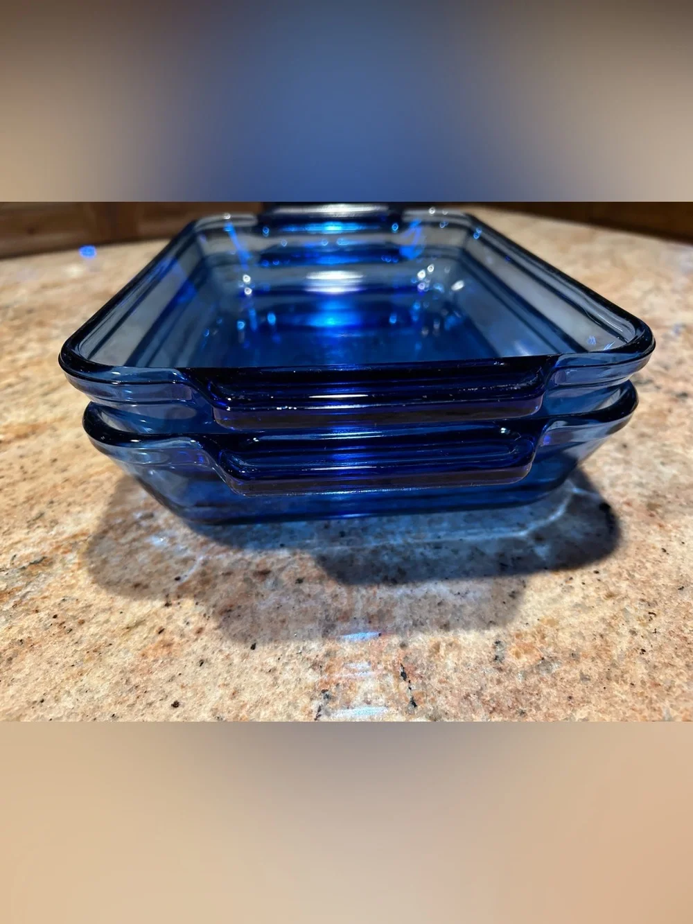 (2)Anchor Hocking Vintage Cobalt Blue Glass 8x11.5x2” Baking Dishes No Chips
